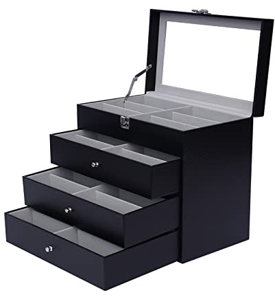 Cutycaty Brillenetui für PU-Leder Brillenetui Brillenetui für 24 Gläser 19 x 29,5 x 33,5 cm