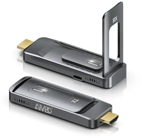 AIMIBO Wireless HDMI Transmitter and Receiver, 4K Decording/5G Wireless HDMI with Dual Antenna, Up to 8TX,1080P@60Hz, Plug & Play,165FT/50M, Stream Video & Audio for Laptop, Camera, PC, Projector, TV