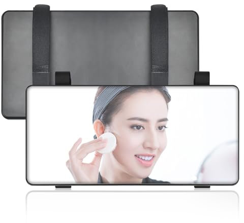 NAROSEBE Espejo Parasol Universal para Coche 25,5x13,5cm Espejo Maquillaje Interior para Visera Coche Camiones y SUV - Grande con Banda Ajustable y Vidrio de Alta Resolución