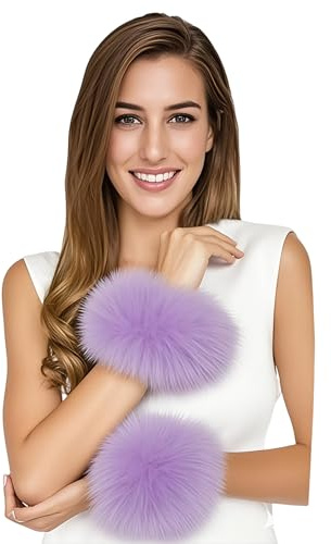Lina & Lily Dam Vinter Handledsvärmare Fuskpäls Fluffig, lavendel, en storlek