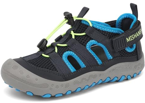 Mishansha Sandalias Cerradas Trekking Niños Antideslizante Negro Azul 30 EU