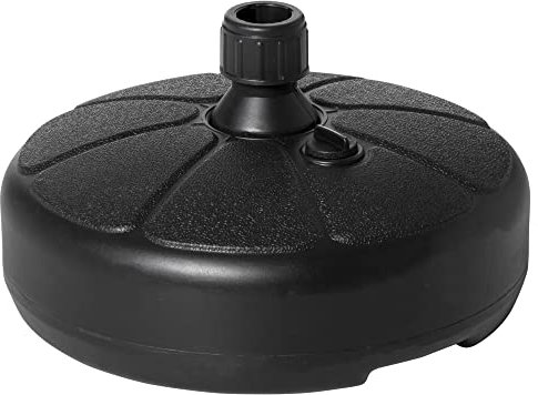 Outsunny Base per Ombrellone Rotonda in Plastica, Basamento per ombrellone Riempibile con Acqua e Sabbia, per Pali di Ombrelloni da Ø32-38 mm, Ø38x21.5 cm, Nero