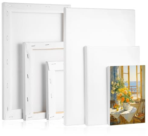 6 Stk Leinwand zum Bemalen, 100% Baumwolle Leinwände zum Malen, Vorgespannte Weiße Künstler Leinwand Set, 30x20 cm,20x15 cm,15x10 cm Kleine Keilrahmen Leinwandpaneele Malkarton für Acryl ölfarben