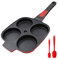 RANX INGST Poêle à Pancakes Antiadhésive, Poêle à 4 Emplacements en Aluminium avec Poignée Amovible pour Tous Feux Dont Induction