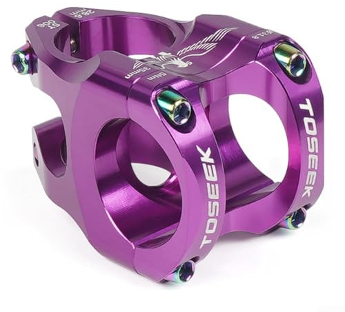 Attacco manubrio corto per bicicletta, 35 mm, CNC, attacco manubrio 31,8 mm, in lega di alluminio, per MTB e bici da strada, 1-1/8 per forcella DH AM Component (viola)