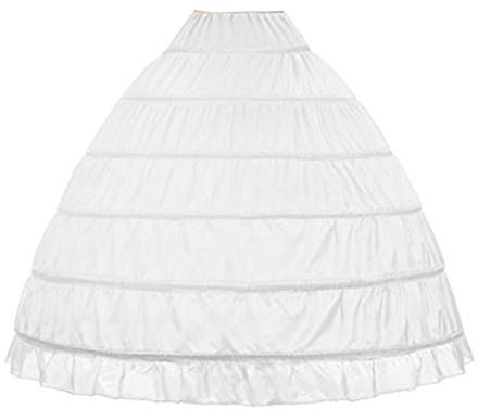WOWBRIDAL Women 6 Hoops Skirt Crinoline Petticoats Slips Floor Length for Bridal Gown White