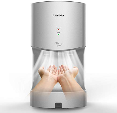 anydry 2630TS Automatischer Händetrockner Elektrisch Für Wandmontage,Mit Ablaufwanne,ABS Gehäuse,1400-1650W.(Silver)