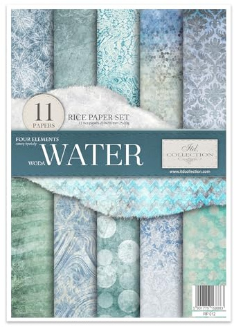 ITD Collection - Decoupage Papier A4 - Decopatch Papier 29,7 x 21 cm - Scrapbooking - Dekorpapier für DIY Alben Bullet Journals (Four Elements – Water, RP012)