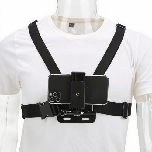 Mobiltelefon Bröstremsfäste, Justerbar Sele Rem Holder Kit för Action Camera,Smartphones,Mobile Phone Selfie Bröstsele Bröstrem, Utomhus Livesändning Tillbehör