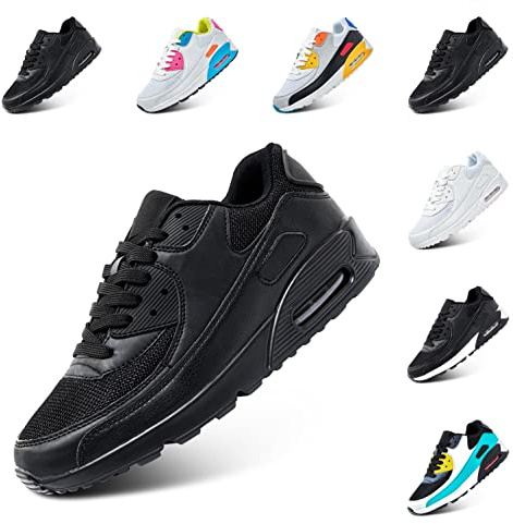 Mens Trainers Womens Running Shoes Casual Sneakers Ladies Mesh Tennis Sneaker Non Slip Lightweight Sports Shoes Black 6.5 UK