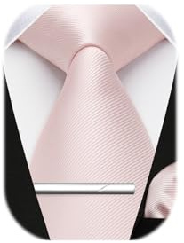 Hisderen män slips bröllop rosa slips näsduk tie clip set elegant klassisk slips & fickduk set