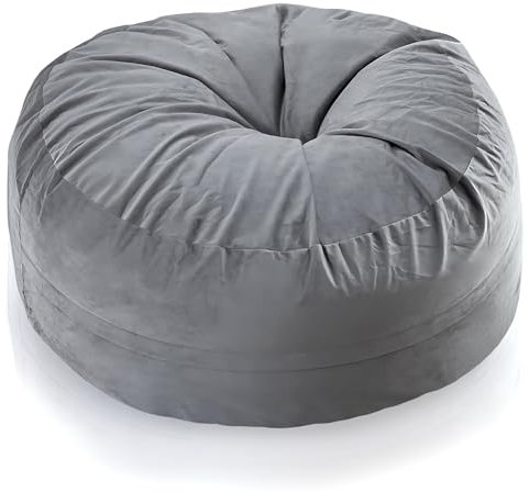 Aiire Pouf Velluto Gigante Morbido - 150x65 cm Puffo per Sedersi - Puff Poltrona a Sacco XXL o Bean Bag con Imbottitura per Decorazione della Camera da Letto - Pouffe da salotto Grigio