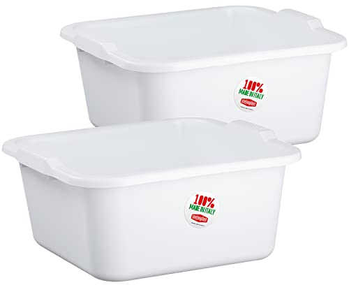 #11 2x Schüssel 7 Liter quadratisch 30x30x14 cm weiß - aus PP-Kunststoff - Universal Haushaltsschüssel Waschschüssel Küchenschüssel Spülschüssel Kunststoff Fußbad Pflege - nestbar