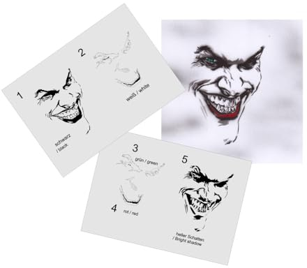 AS-343 Grinser Step by Step Airbrushschablone Größe M