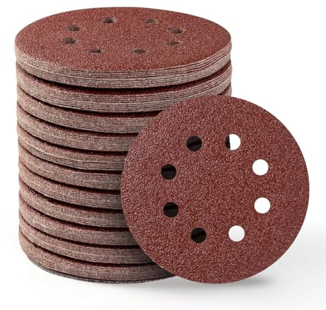 Selead 110 Stück Schleifpapier 125mm Klett Profi 8-Loch Schleifscheiben Körnungen P60 Schleifpapier Rund für Exzenterschleifer