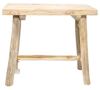mgc24 Teakholz-Hocker - Stabiler 4-Bein Blumenständer aus Massivholz, handgefertigt aus Echtholz, vielseitig & pflegeleicht, vormontiert - Perfekt für Wohnzimmer, Garten, Deko - 40,5 x 20,5 x 38,5 cm