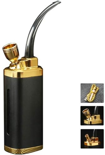 HGTRH Tobacco Pipes for Smoking, Water Cigarette Cigar Pipes Hookah Tobacco Accessorie Zinc Alloy Material Transparent PP Inner Liner Cigarette Smoking Pot/Cigarette Pot Black