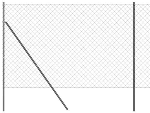 vidaXL Cercado de Malla con 13 Postes de 1.6 x 25 m de Acero Galvanizado Gris Mate para Uso Exterior, Barrera de Jardín, Protección de Seguridad, Panel Impermeable, Resistente a la Corrosión, Divisor