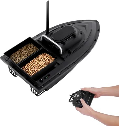 Charocean 500 m telecomandata barca per mangimi da pesca, 5200 mAh, pesca notturna, con luce del navigatore a LED, telecomando, barche da mangiare Bait Boat per esche telecomandate, carico 2 kg