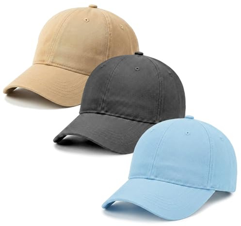 Utensilsto 3 cappellini da baseball per bambini, regolabili, in cotone, tinta unita, protezione solare, per esterni, per viaggi, golf, tennis