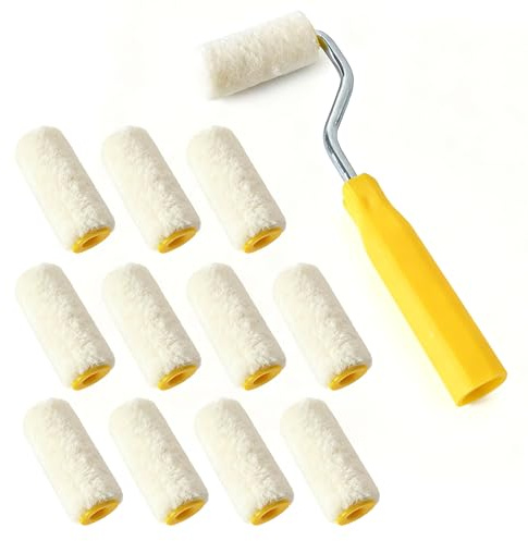 Zimoer 13 Pezzi Kit di Rulli in Schiuma, Mini Rullo Pittura con Manico, Rulli Pittura Piccoli da 5 cm, Rullini per Vernici per Pitturare, Ideale per Vernici, Decorazione Casa e Fai da Te
