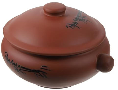 Tofficu Olla de Cerámica para Estofado 350 Ml, Cazuela de Vapor Doméstica, Olla para Guisar Sopa, Resistente y Fácil de Limpiar, Utensilio de Cocina para Uso Diario