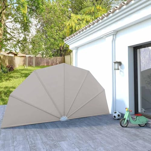Mokuyary Scomparti laterali pieghevoli per terrazze, colore bianco panna, 200 cm, protezione dalla privacy e parasole, balcone, tenda da sole, antivento, giardino, terrazza
