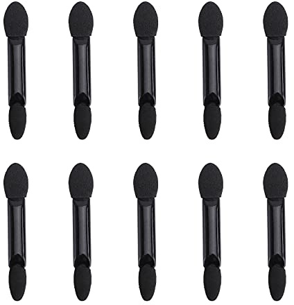 Tofficu Pinceles para Sombras de Ojos Desechables Doble Cara, 10 Piezas Punta Ovalada de Esponja Látex Negro, Aplicador Maquillaje Portátil para Viajes y Uso Diario