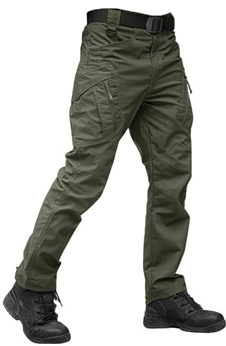 TACVASEN Military Trousers Mens Tactical Outdoor Hiking Pants Walking Work Cargo Trousers Army Green,34
