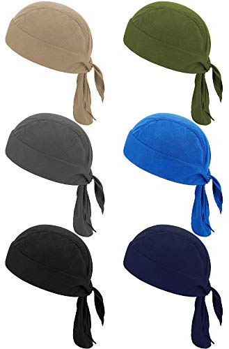 6 Pieces Sweat Wicking Beanie Cap Helmet Liner Skull Cap Breathable Cycling Head Wrap Skull Durags for Women(Classic Colors)