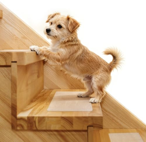 Butizone Stair Treads Non Slip 6 x 30, 15-Pack Pre-Cut Clear Anti Slip Strips for Wooden Steps Indoor, Transparent and Waterproof Grip Tape, Safety for Elderly, Children, and Dogs