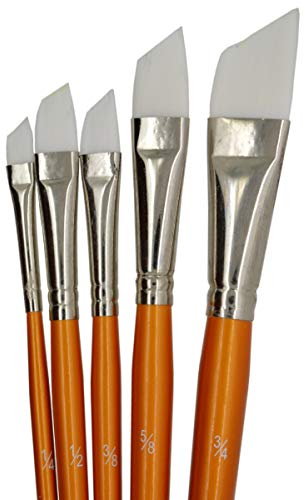PICCOLINO Pinsel-Set - 5-teiliges Schrägpinsel-Set aus Nylonhaar zum Malen, Pinsel mit schrägen Borsten/Kanten, Künstlerpinsel für Aquarell, Acryl und Ölgemälde