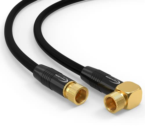 7,5m SAT Antennenkabel Satellitenkabel Digital HDTV 5-Fach 135dB 2X F-Stecker 1x 90° gewinkelt VERGOLDET Koaxialkabel Class A+ Ultra HD 4K 3D UHD Koaxial Satelliten Router Modem Kabel (7,5m, Schwarz)