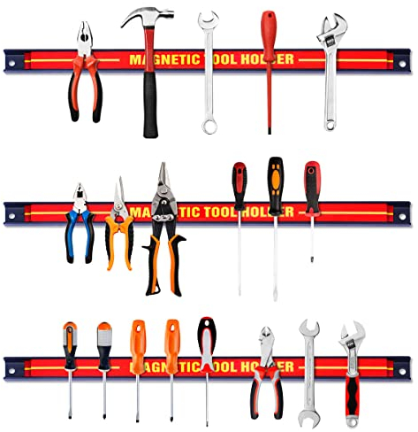 GIANTEX 3 Imanes para Herramientas de 46 cm, Barras Magnéticas de Acero para Herramientos, Organizador de Pared Magnético, Cada Tira Carga hasta 10 kg