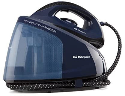 Orbegozo VP 8550 Centro de Planchado a Vapor, Planchado en Seco y a Vapor, Regulador de Temperatura, Botón Autolimpieza, Depósito de Agua Extraíble 1.2 L, 2400 W, Azul