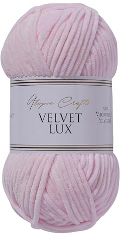 Utopia Crafts Velvet Lux Chenille Yarn 100g (Pink Swan)