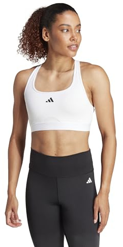 adidas Powerimpact Train Medium-Support 3-Stripes Bra, Reggiseno Sportivo Donna, White/Black, S D-DD