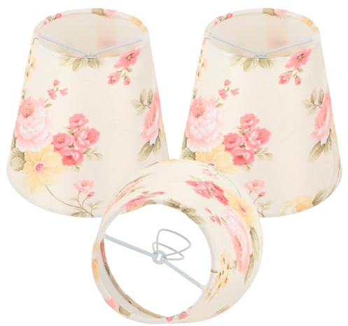 3 Piezas Pantalla de Lámpara, 5.5 Pantallas Pequeñas, Clip en Tela Pantalla de Lámpara de Araña, Cubierta de Lámparas de Mesa de Tela con Forma con Patrón de Flores Pantallas de Lámpara Decorativa