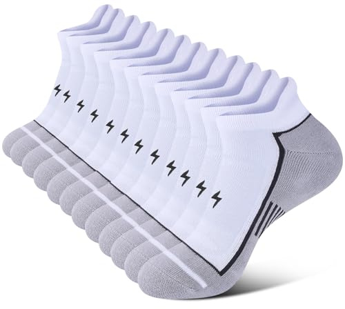 Cirorld Calzini Uomo e Donna, Calzini Sportivi Anti-vesciche Traspiranti, 6 Paia Calzini Uomo Corti, Calze Uomo Corte Cotone per Running, Ciclismo, Lavoro, Trekking 43-46 Multipack, Bianco