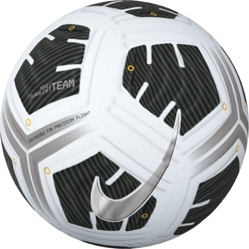 Nike FZ7544-100 NK CLUB ELITE TEAM - FA24 Recreational soccer ball Unisex WHITE/BLACK/METALLIC SILVER Size 5