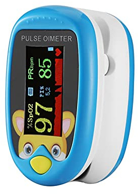 Pediatrisk SpO2 blodsyre -mättnadsmätare, fingertoppspulsoximeter och digital digital pulsoximeter för barn, bärbar pulsoximeter med snodd