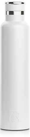 RTIC 26oz Journey Water Bottle Ceramic Lined Metal Stainless Steel Vacuum Insulated, BPA Free, Reusable, for Water, Hot and Cold Drinks, Travel, Sports, Camping, White