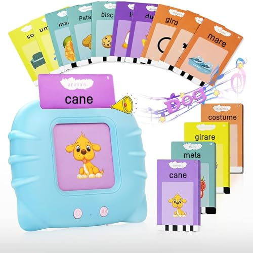 JoyJoyful Schede Flash Cards Parlanti Italiano, Giochi Bambini Educativi 1 2 3 4 5 6 Anni, Amico Vocabolo Gioco, Giochi Montessori Giocattoli Apprendimento Interattivi (112 Carte 224 Parole)