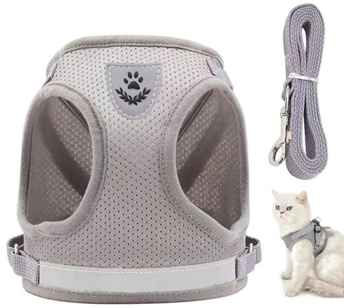CVNRCLP Adjustable Cat Harness and Leash Set - Soft Mesh No-Pull Harness - Perfect for Walking and Outdoor Adventures