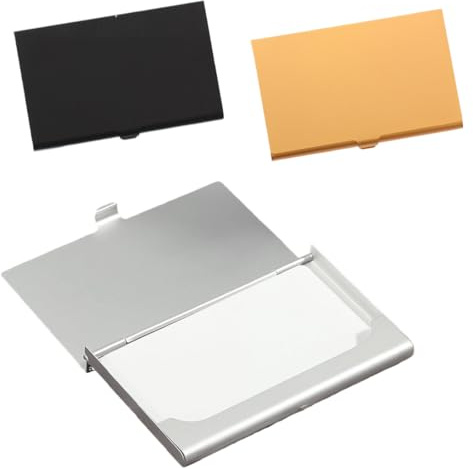 OHREN 3 Pièces Boîte Professionnelle pour Cartes de Visite Métal Slim Étui à Cartes de Visite pour Hommes Femmes Rangement Cartes de Visite Porte-Cartes