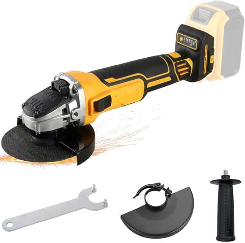 Cordless Angle Grinder Compatible with Dewalt 18V 20V Battery - 125mm Powerful Grinder Tool with 3-Speed Settings, 10000RPM Brushless Motor, Adjustable Guard for Cutting, Grinding and Polishing