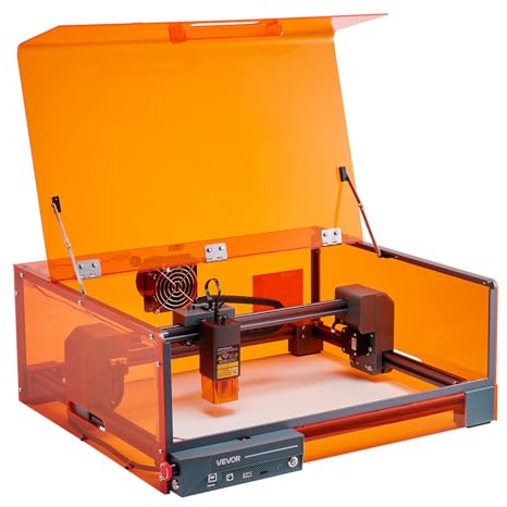 VEVOR Graveur Laser 10 W Machine Gravure et Découpe Laser, avec Boîtier, Zone de Travail 30 x 30 cm, Vitesse de Gravure 7000 mm/min, pour Graver Bois, Cuir, Verre, Papier, Certains Métaux, Classe 1