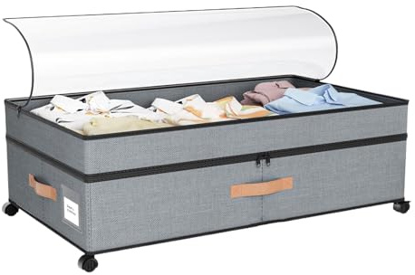 Almacenamiento Para Bajo La Cama | Organizador Antipolvo 72L - Contenedor De Almacenamiento Con Ruedas Para Bajo La Cama | Para Zapatos Ropa Juguetes Mantas Ropa De Organización Mudanzas Hogar