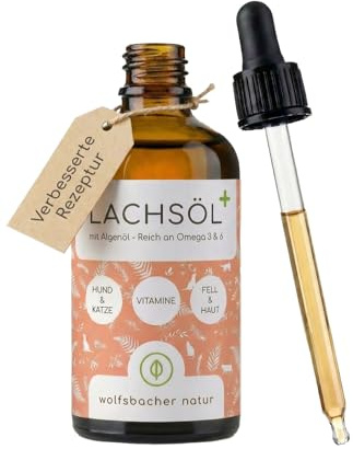 Huile de Saumon Plus 100ml avec Huile d'algues – Riche en EPA & DHA – Oméga 3 & 6 pour articulations & immunité – Huile de Poisson et algues Premium pour Chiens & Chats