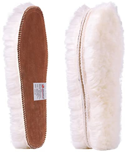 Ailaka kvinnors premium tjocka fårskinnssulor/inlägg, varm fluffig fleece ull ersättningssulor för skor stövlar tofflor, vit, 44 (8 UK)